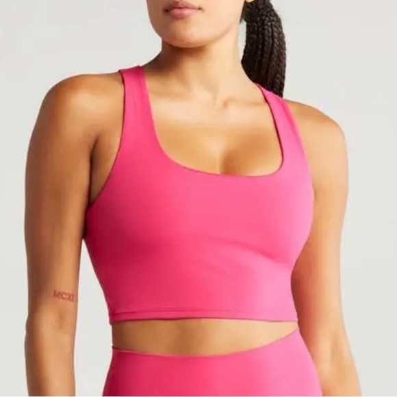ZELLA Avtive Womens Sz S Hot Pink Light n Tight Strappy Back Sports Bra - Picture 2 of 2